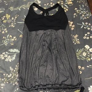 Lululemon Athletica Racerback Built-in-Bra Tank Top Drawstring Hem Gray Size 8
